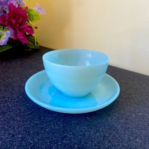 Vintage Fire King Blue Delphine Cup and Saucer Rare *Excellent Condition